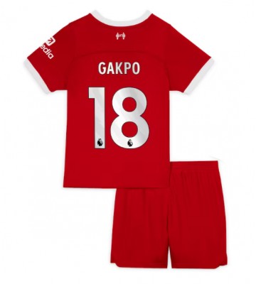 Liverpool Cody Gakpo #18 Hemmaställ Barn 2023-24 Kortärmad (+ Korta byxor)